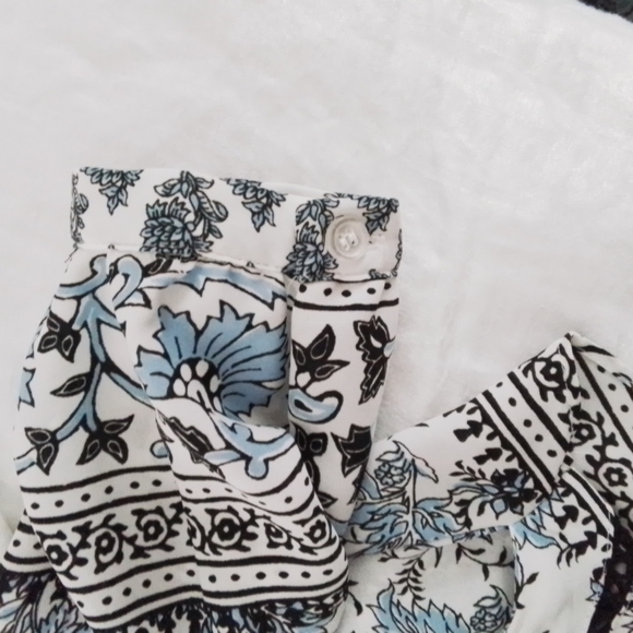 INC International Women’s Wrap Front Blue and White long sleeve blouse, size M - Picture 3 of 6